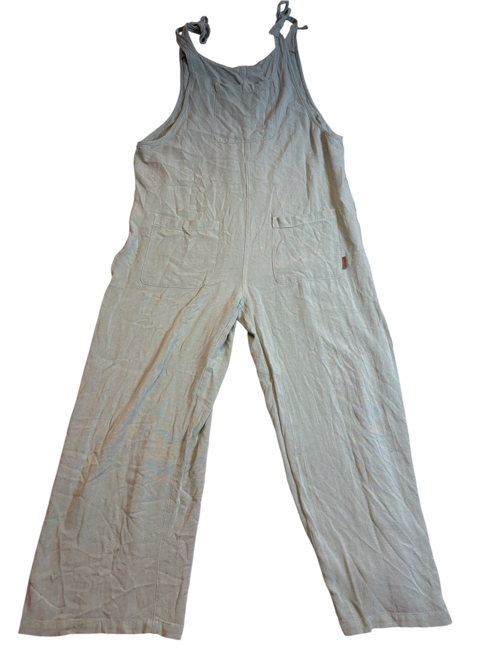 Passenger Meadows Organic Cotton Dungarees Overalls Medium Sand Wide Leg EUC